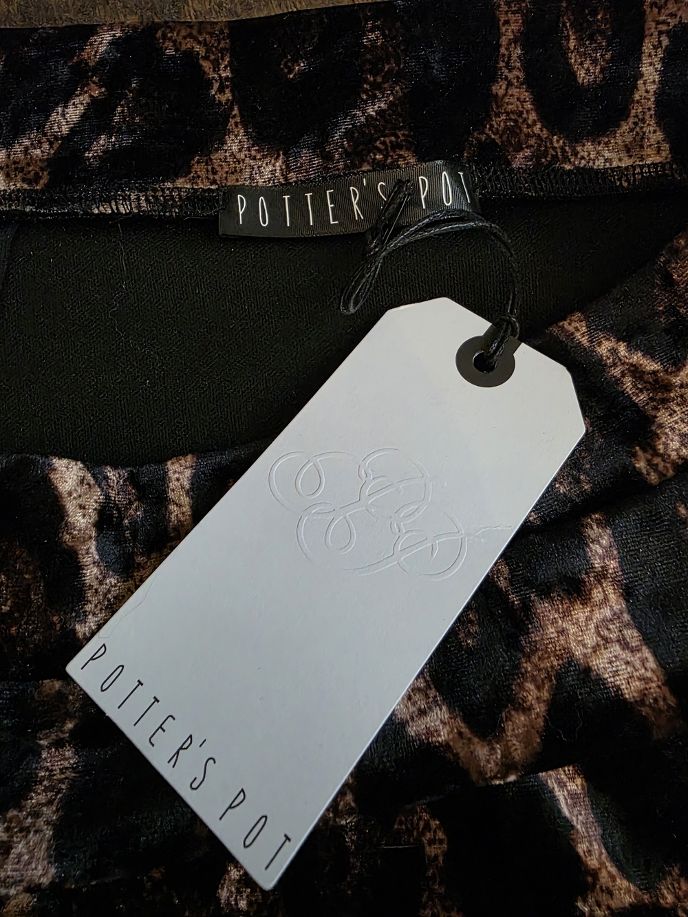 Potter's Pot Leopard Print A-Line Mini Skirt - Black & Brown - Picture 2 of 5